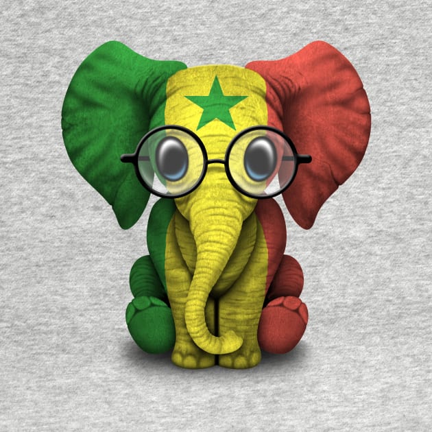 Baby Elephant with Glasses and Senegal Flag by jeffbartels